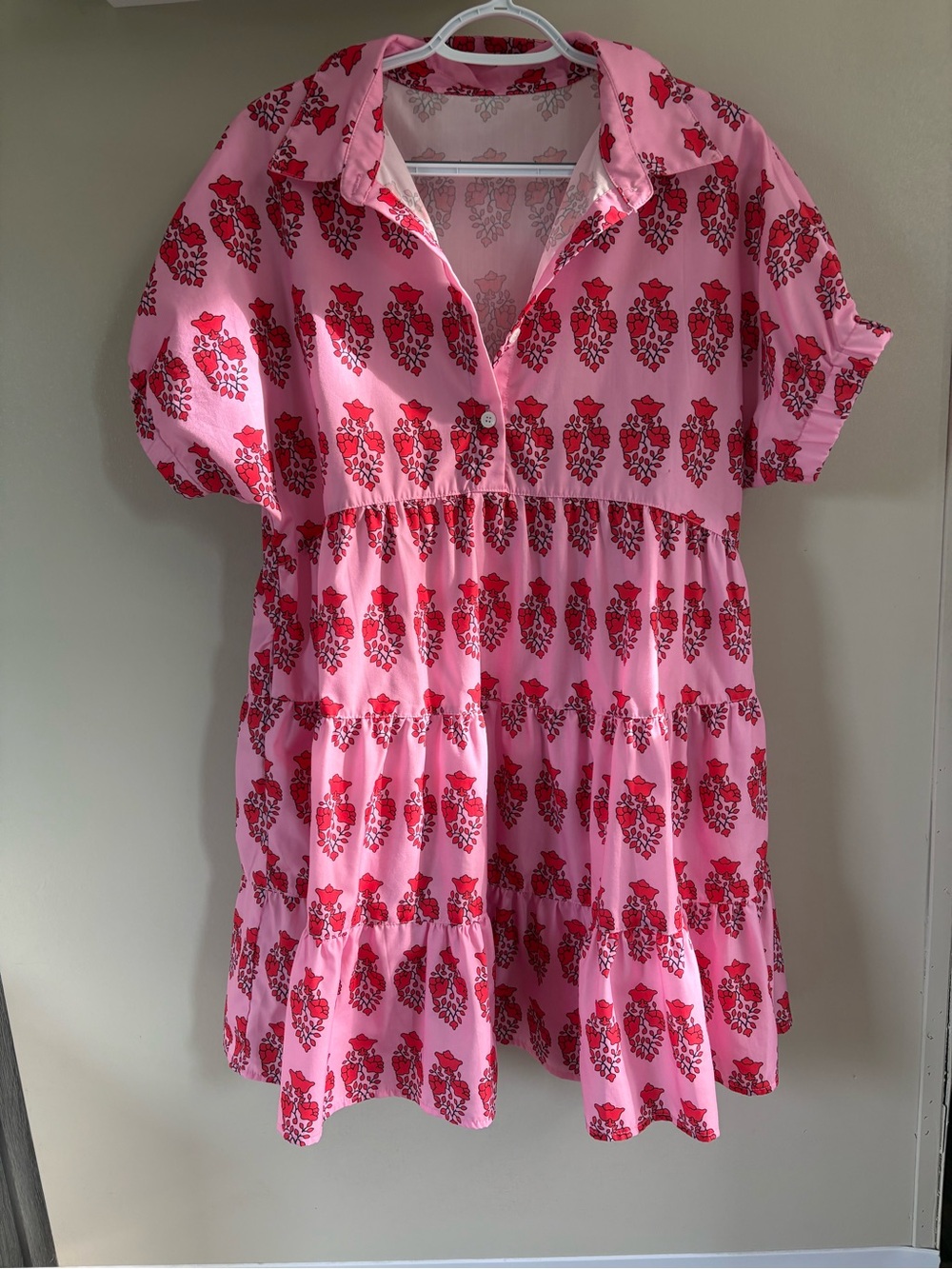 Pink Floral Tiered womens summer Dress